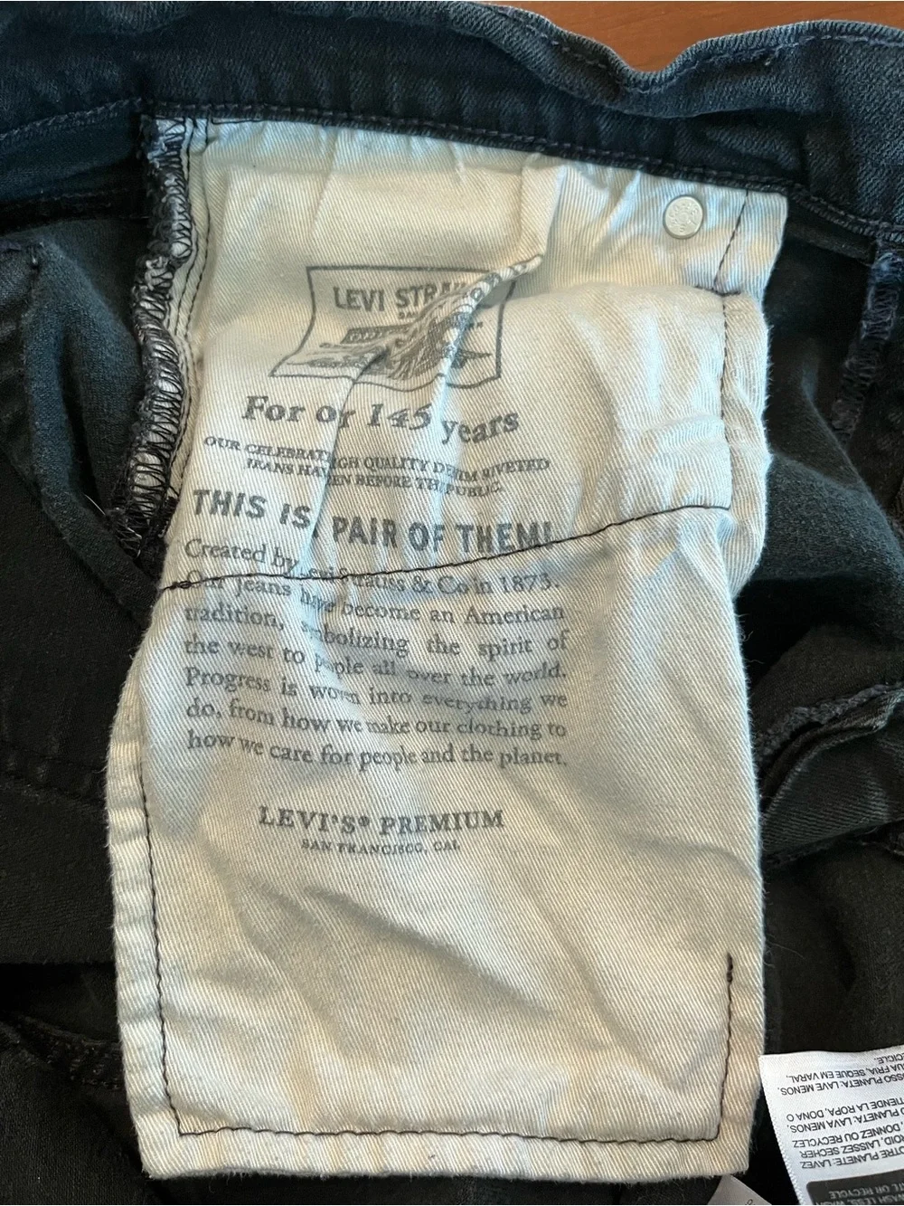 Levi's 511 Slim Fit Black Jean Waterless Men's Denim W33 L34